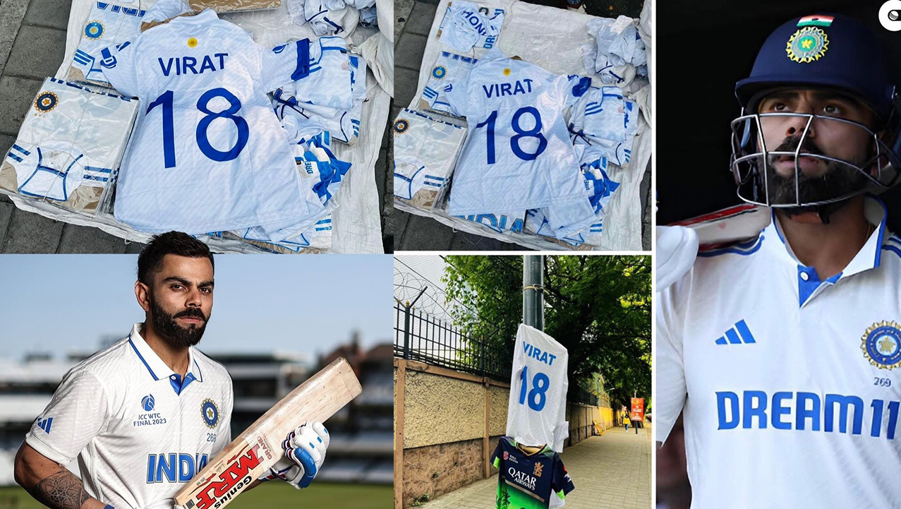 ವೈಟ್ ಜೆರ್ಸಿಯಲ್ಲಿ ಫ್ಯಾನ್ಸ್ಗಳಿಂದ ‘ಕಿಂಗ್ ಕೊಹ್ಲಿ’ಗೆ ಗೌರವ.