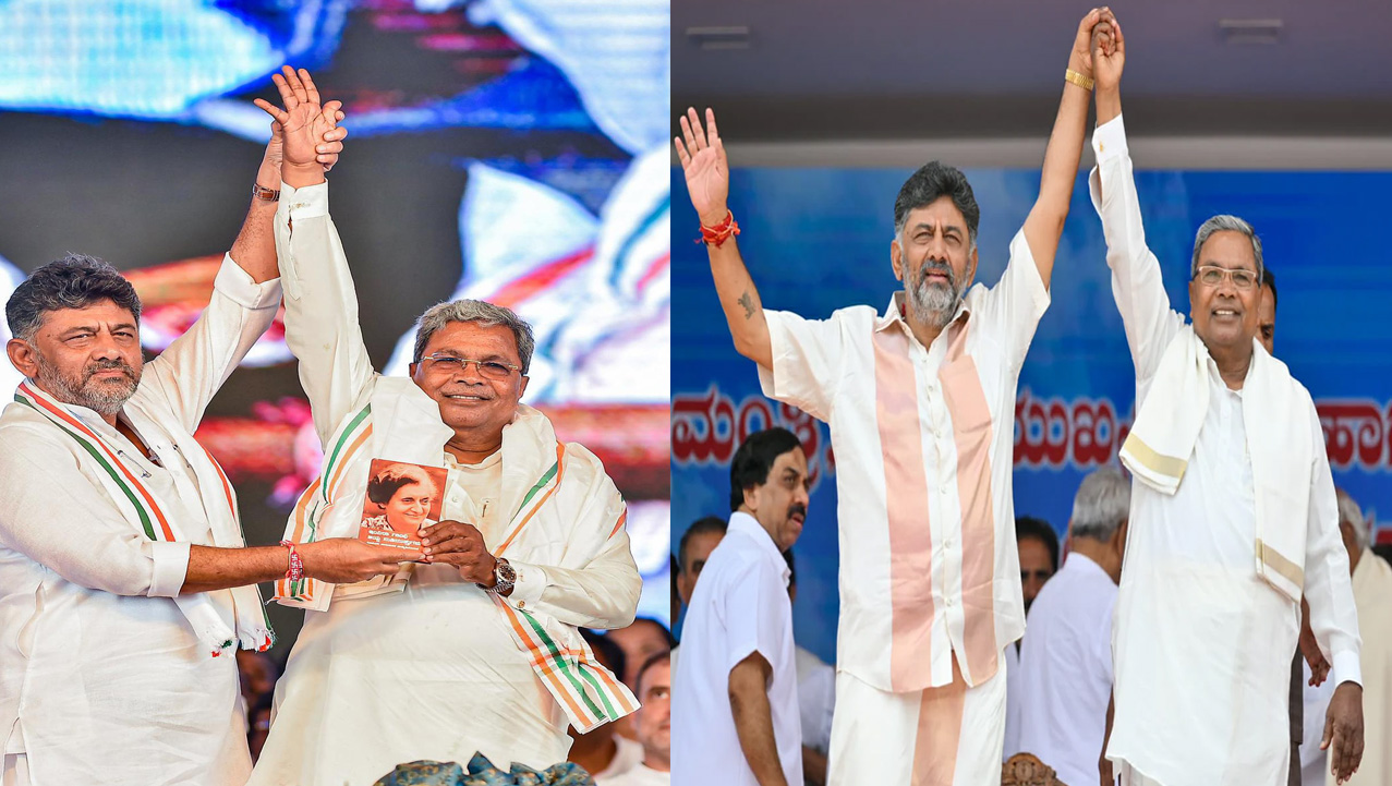 ‘ನಮ್ಮ ಸರ್ಕಾರ ಬಂಡೆ ಥರ ಭದ್ರವಾಗಿರುತ್ತೆ’ ;DK ಕೈ  ಹಿಡಿದು CM ಒಗ್ಗಟ್ಟು ಪ್ರದರ್ಶನ.