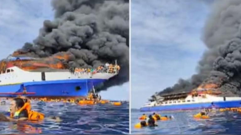 280 ಪ್ರಯಾಣಿಕರಿದ್ದ ಹಡಗಿನಲ್ಲಿ ಭಾರೀ ಬೆಂಕಿ!