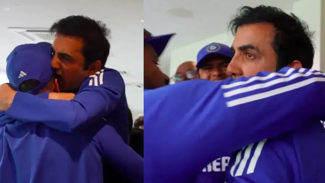 ಟೀಮ್ ಇಂಡಿಯಾ ಗೆಲ್ಲುತ್ತಿದ್ದಂತೆ ಡ್ರೆಸ್ಸಿಂಗ್ ರೂಮ್​ನಲ್ಲಿ ಗೌತಮ್ ಗಂಭೀರ್ ಸೆಲೆಬ್ರೆಷನ್. ಮೊದಲ ಬಾರಿಗೆ ಕಣ್ಣೀರು ಹಾಕಿದ ಕೋಚ್​ ಗಂಭೀರ್​ ​!