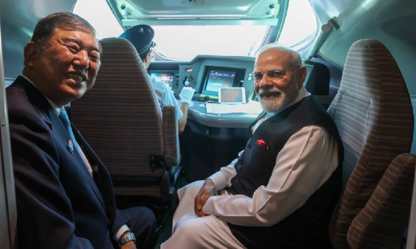 ಜಪಾನ್‌ನ ಪ್ರಧಾನಿಯೊಂದಿಗೆ ಬುಲೆಟ್ ರೈಲಿನಲ್ಲಿ ಪ್ರಯಾಣಿಸಿದ ಮೋದಿ.